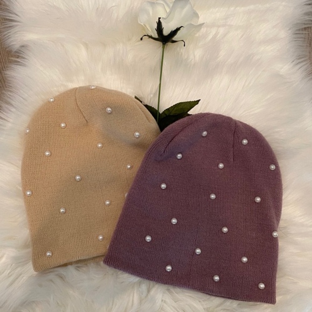 CR | (Two) Faux Pearl Beanies